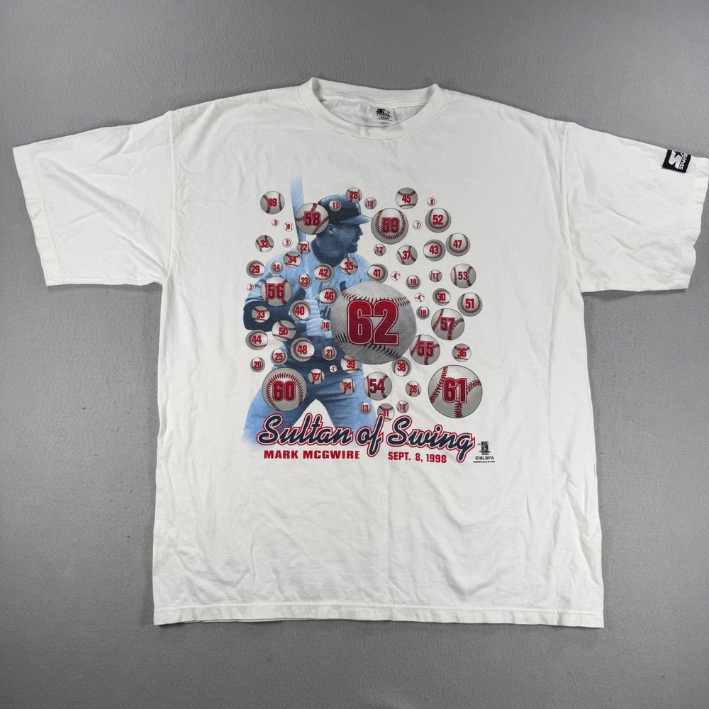 Vintage Starter Mark McGwire Sultan of Swing T-Shirt St Louis Cardinals 1998 L